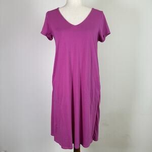 J Jill Short Sleeve Dress Size Small Pink Dragonfruit Cotton Blend Soft Stretchy
